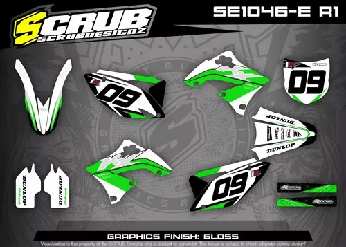Plastics + Graphics Kawasaki KX450F 2009 2010 2011 CUSTOM race number name flag