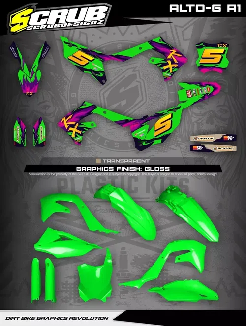 Plastics + Graphics Kawasaki KX450 2019-2023 KX250 2021-2024 KXF