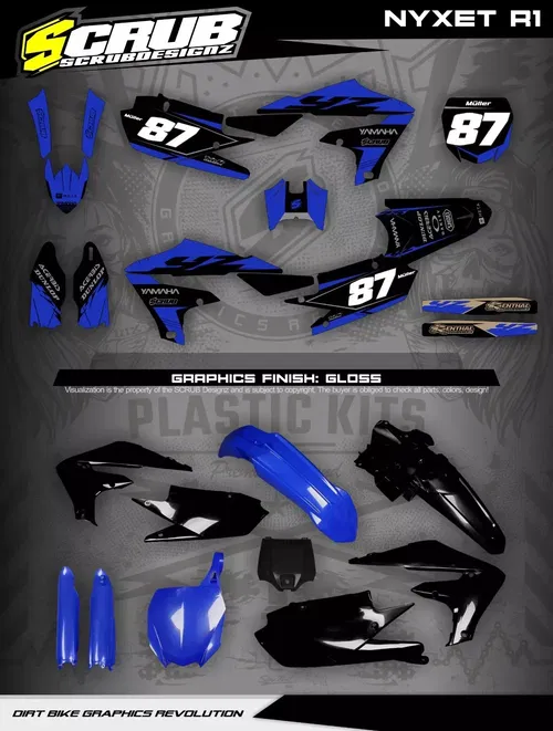 Plastics + Graphics Yamaha YZ450F 2018-2022 YZ250F 2019-2023 Race number + Name