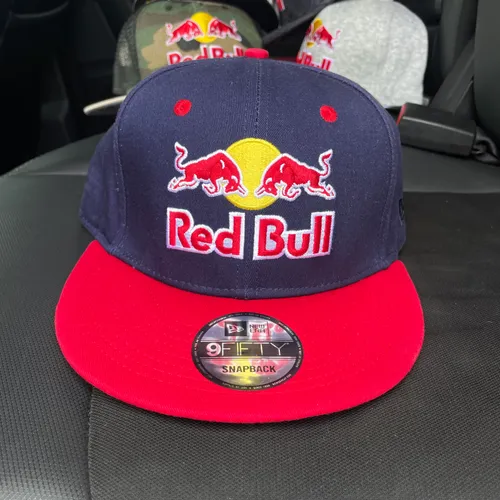 Red Bull Athlete Only New Era Triple Logo Hat Navy/red RARE
