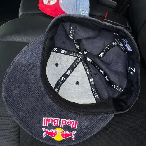 Red Bull Athlete Only New Era Fitted Triple Logo Hat Corduroy RARE