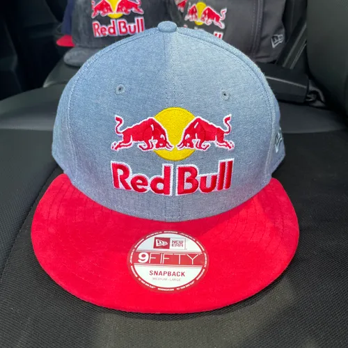 Red Bull Athlete Only New Era Double Logo Hat Denim/red RARE