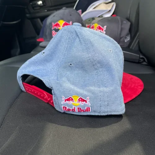 Red Bull Athlete Only New Era Double Logo Hat Denim/red RARE