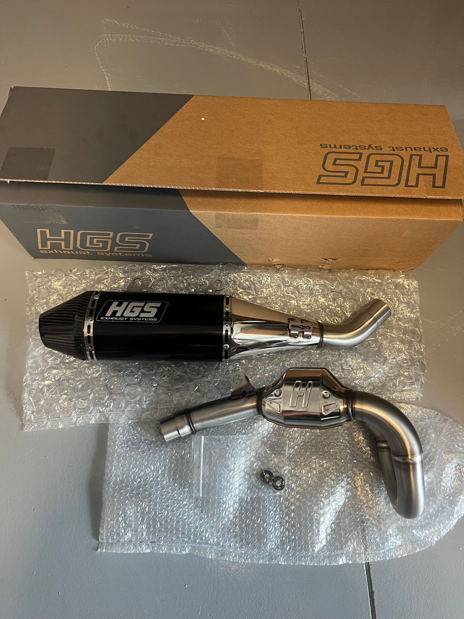 HGS Exhaust System Titanium Blue Carbon - KTM 450EXC 500EXC