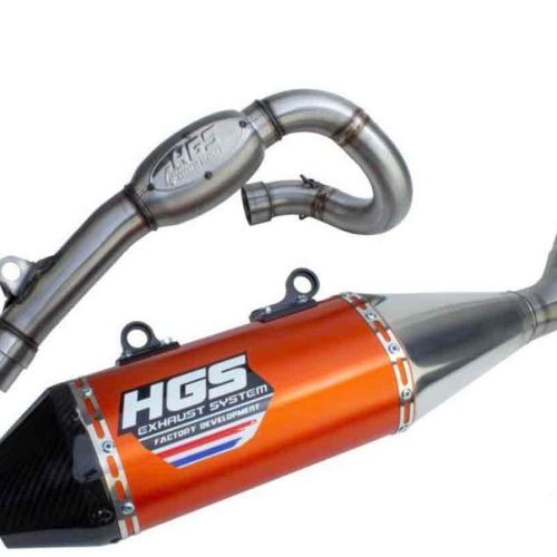 HGS Orange/Carbon Full Exhaust System - KTM 250SX-F 