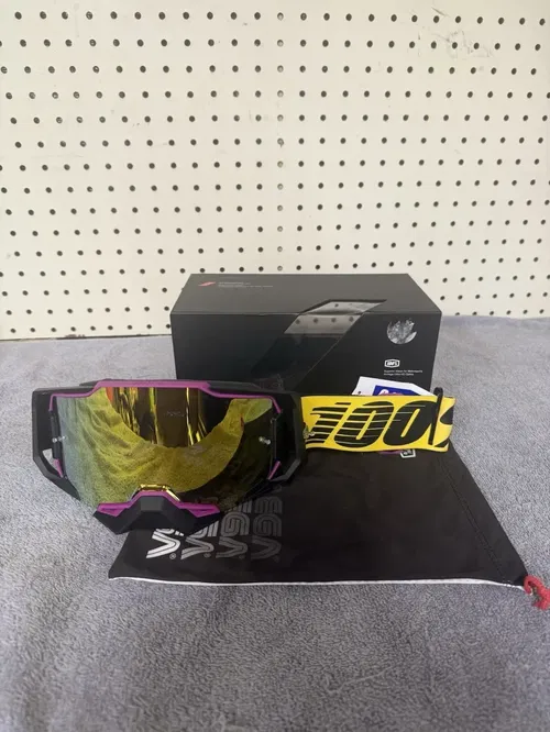100% Armega 91 MX Motocross Goggles w/Gold Iridium Lens