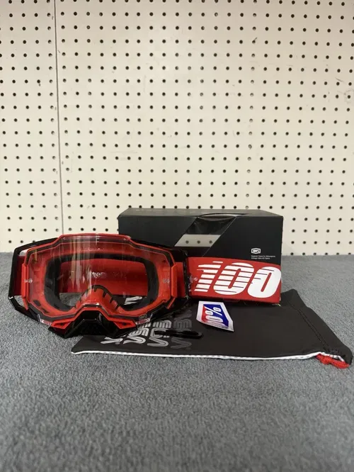100% Armega “RED”  Off-Road Goggles, Red/Black Frame, Clear Lens 50004-00033