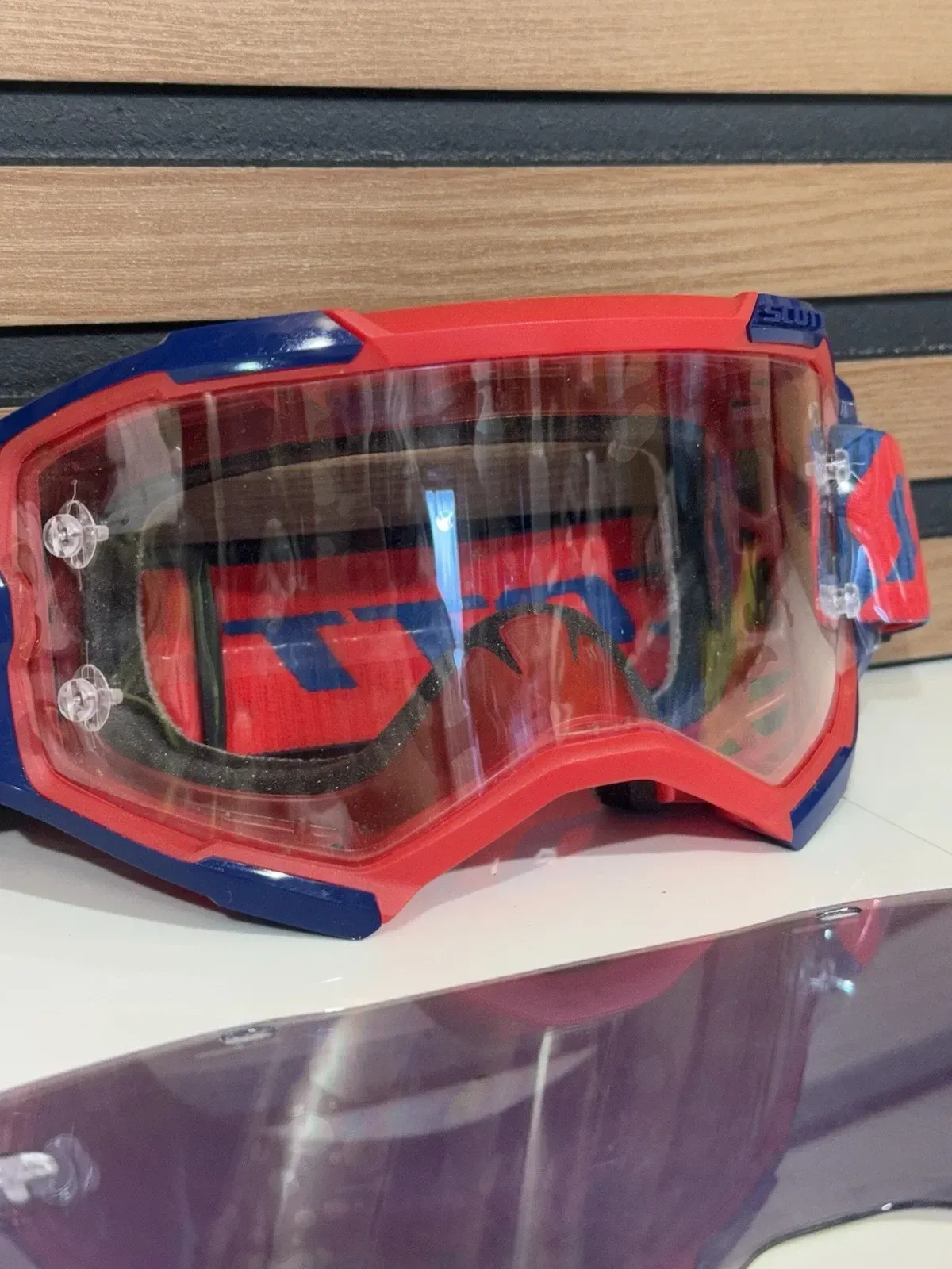 Scott Fury Moto Goggle Red / Blue - Clear Lens