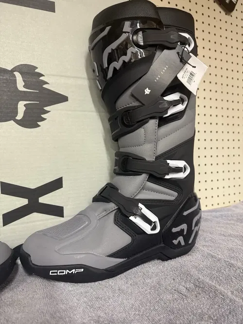 NEW Unreleased Fox Racing Comp Boots Size 10 Grey/Black