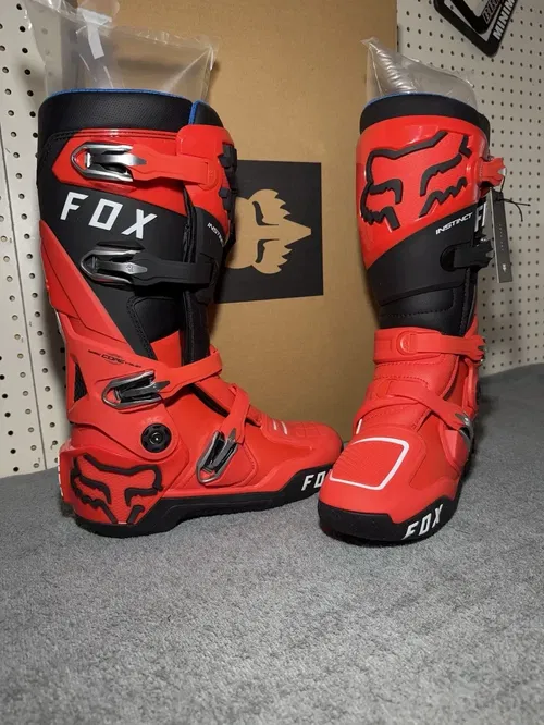 Fox Racing Instinct Motocross Boots Ultratac TPU Plating Size  10.5 Flo Red
