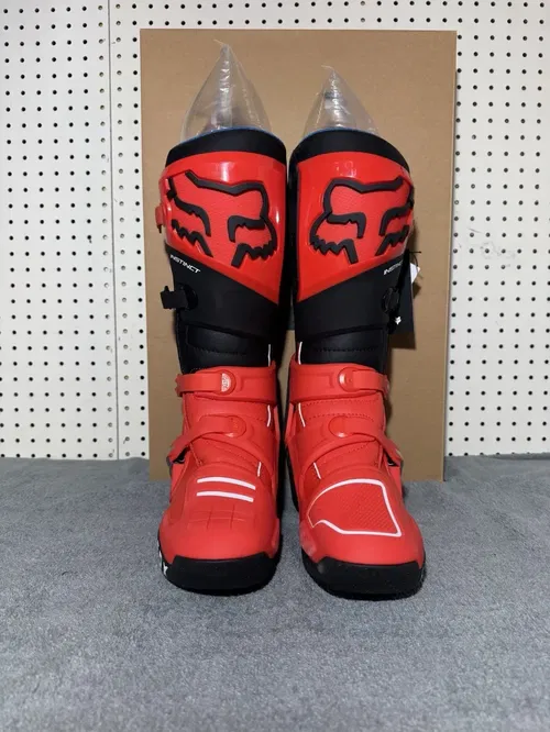 Fox Racing Instinct Motocross Boots Ultratac TPU Plating Size  10.5 Flo Red