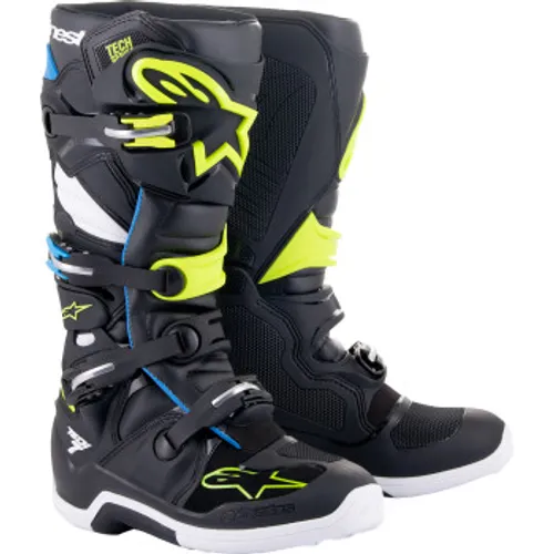 Alpinestars Tech 7 Boots - Black/Blue/Flo Yellow - Size 13