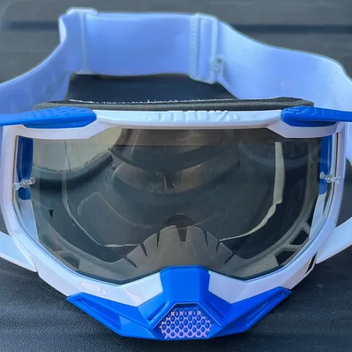 100% 2 Goggles - White/Blue Lens | MX Locker