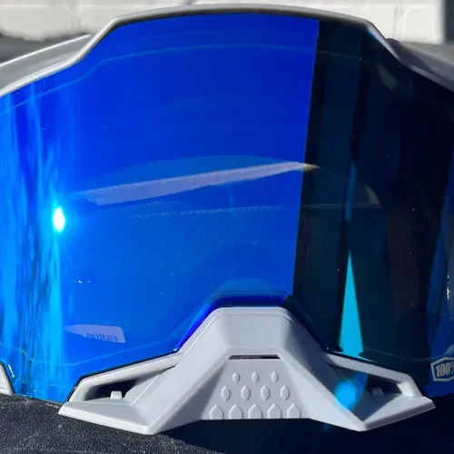 100% Armega Goggles - Gray/Yellow w/ Blue Mirror Lens