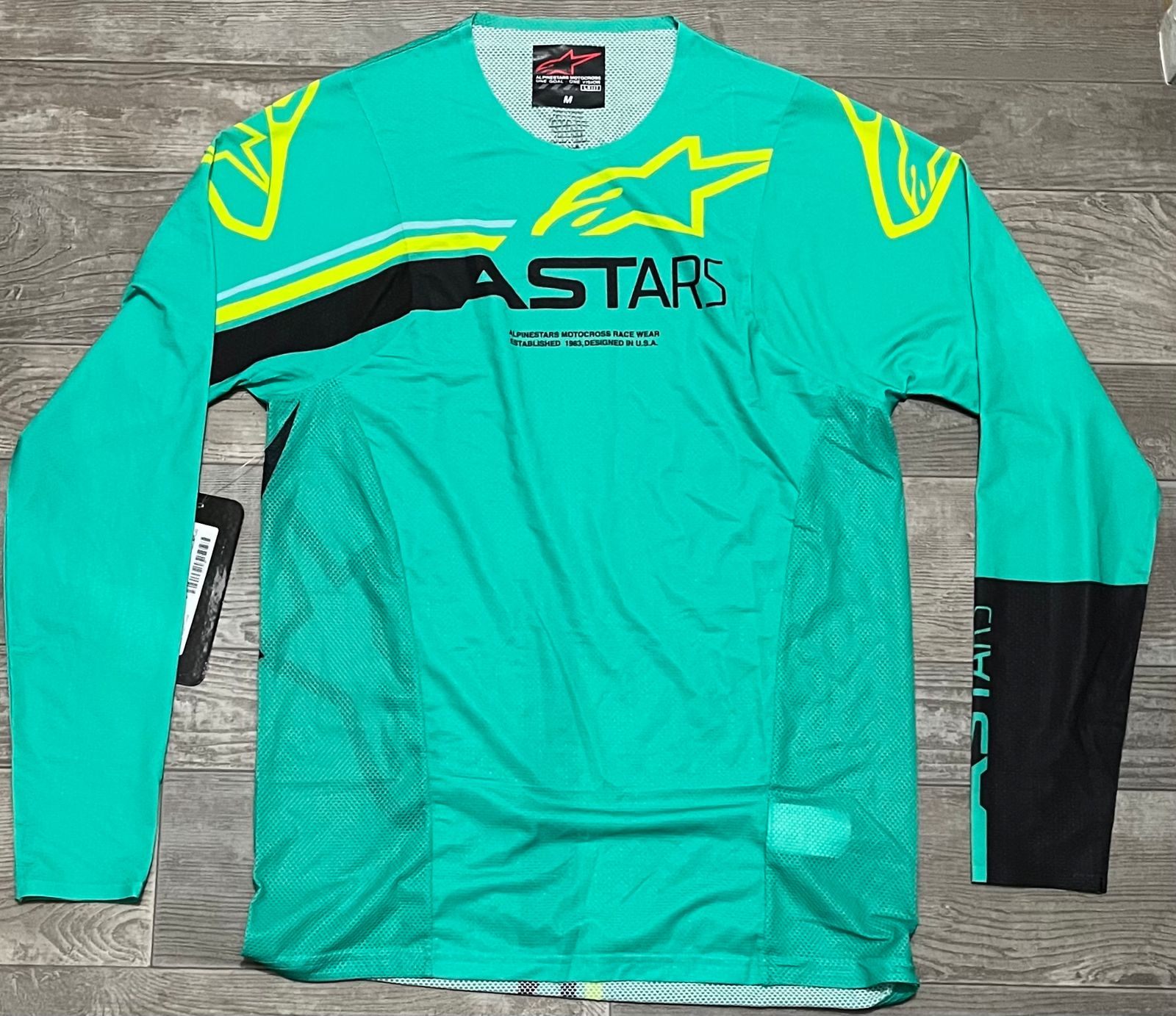  Alpinestars Supertech Blaze Motocross Jersey (Black/Pastel  Green/Yellow Fluo, Small) : Automotive