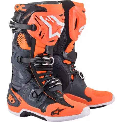 Alpinestars Tech 10 MX Boots - Flo Orange/Cool Gray