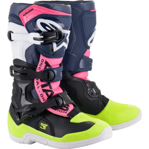 Alpinestars Youth Tech 3s Boots - Black/Blue/Pink
