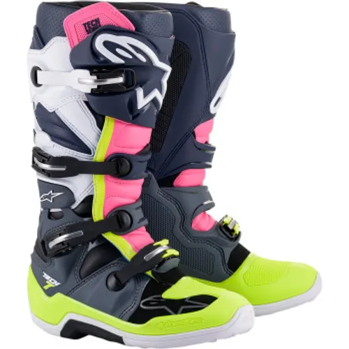 Alpinestars Tech 7 Boots  - Black/Pink/White/Yellow - Size 8