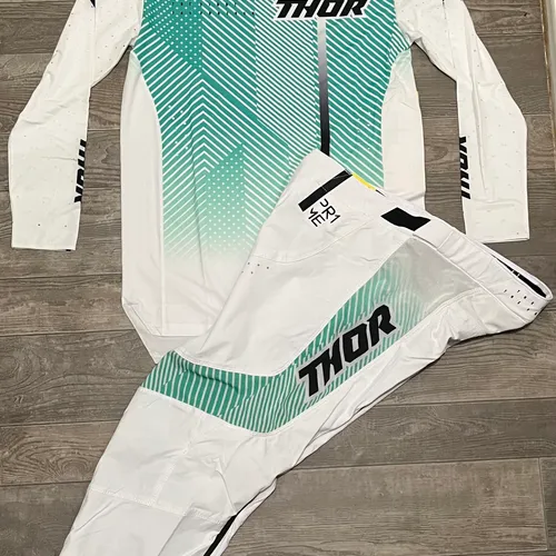 Thor Prime Tech Gear Combo - White/Teal - Medium/32