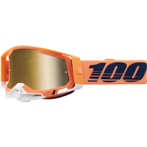 New! 100% Racecraft 2 Goggles - Coral w/ Gold Mirror Lens
