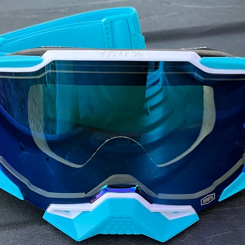 100% Armega Goggles - Blue w/Mirror Lens