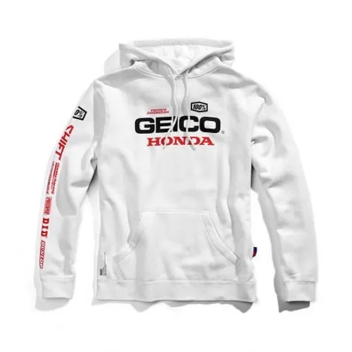 100% Geico Honda Hoody - White /Large
