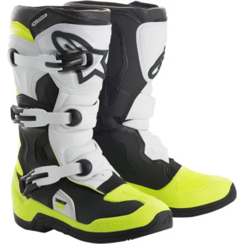 Alpinestars Youth Tech 3s Boots - Black/White/Flo Yellow