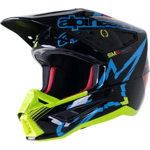Alpinestars SM5 Action MX Helmet - Black/Blue/Fluo Yellow