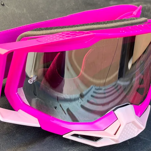 100% Racecraft 2 Goggles - Pink w/ Silver Mirror Lens