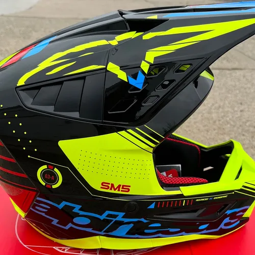 Alpinestars SM5 Action MX Helmet - Black/Blue/Yellow - Small