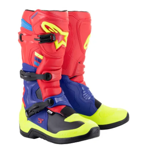 Alpinestars Tech 3 MX Boots - Bright Red/Dark Blue/Yellow