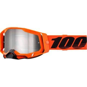 100% Racecraft 2 Goggles - Neon Orange w/ Silver Mirror Lens