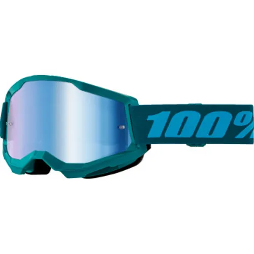 100% Strata 2 MX Goggles - Stone w/ Blue Mirror Lens