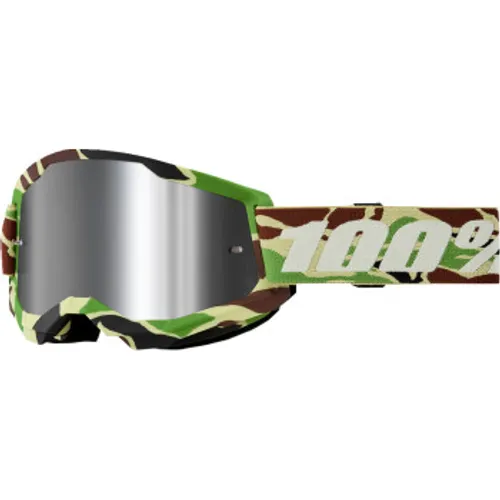 100% Strata 2 MX Goggles - War Camo w/ Silver Mirror Lens