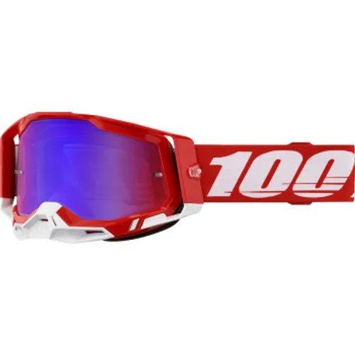 100% Racecraft 2 Goggles - Red w/ Red Blue Mirror Lens