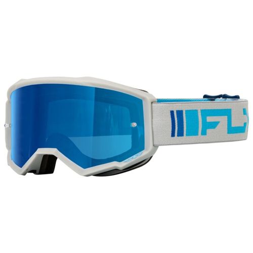 Fly Racing Zone MX Goggles - Silver/Blue w/ Dark Blue Mirror Lens