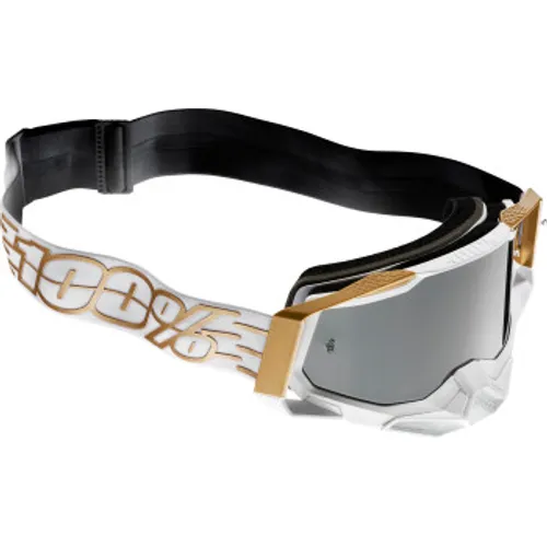 100% Racecraft 2 Goggles - White/Gold w/ Mirror Lens