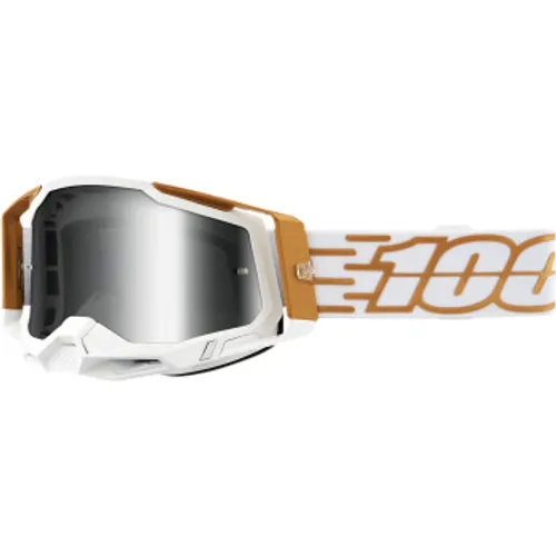 100% Racecraft 2 Goggles - White/Gold w/ Mirror Lens