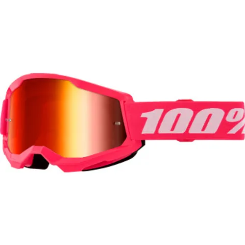 100% Strata 2 MX Goggles - Pink w/ Red Mirror Lens