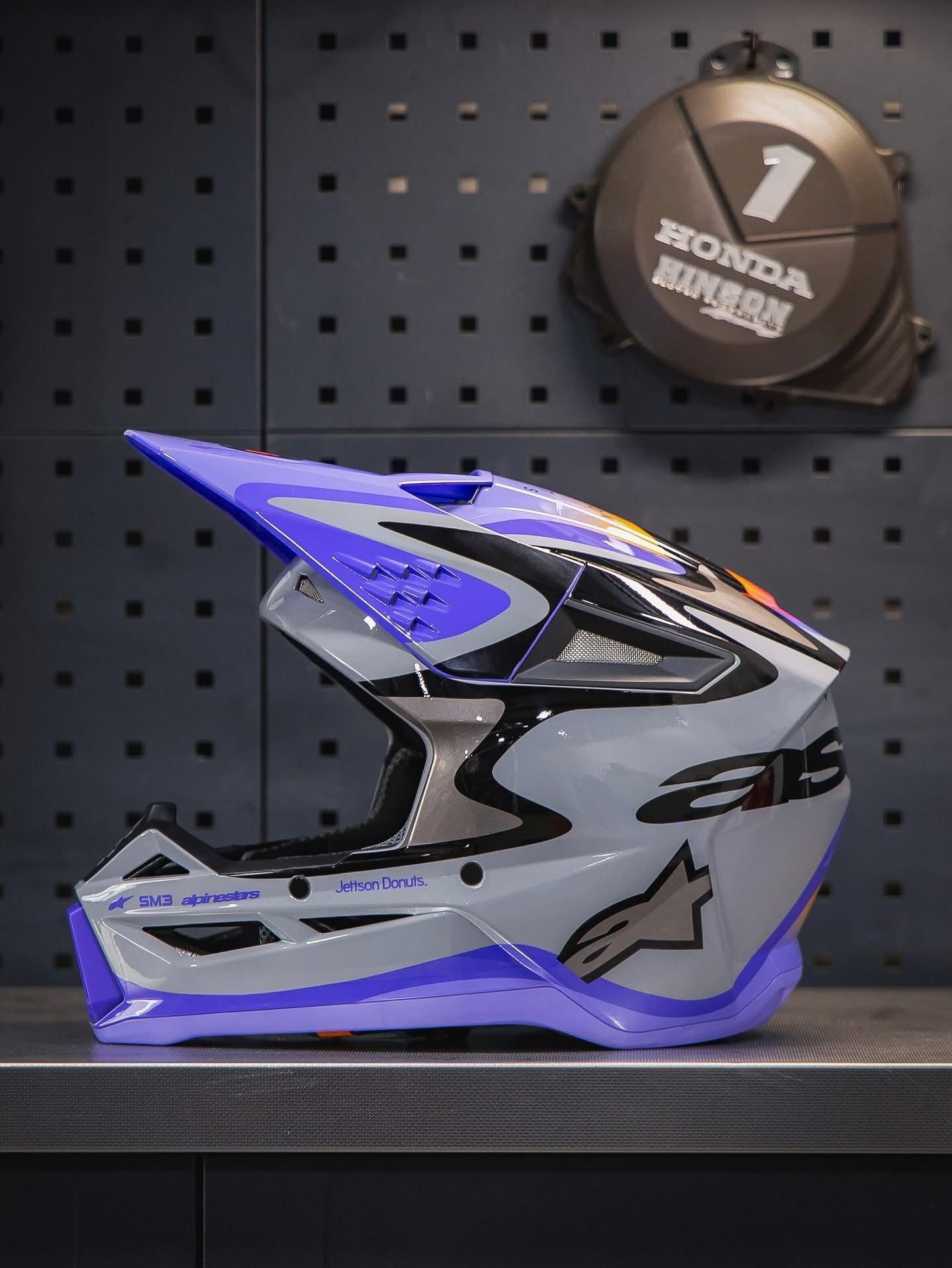 Alpinestars Youth SM3 Jettson Helmet - Gloss Black/Gray/Purple