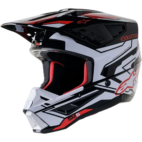 Alpinestars SM5 Action 2 MX Helmet - Black/White/Bright Red Glossy