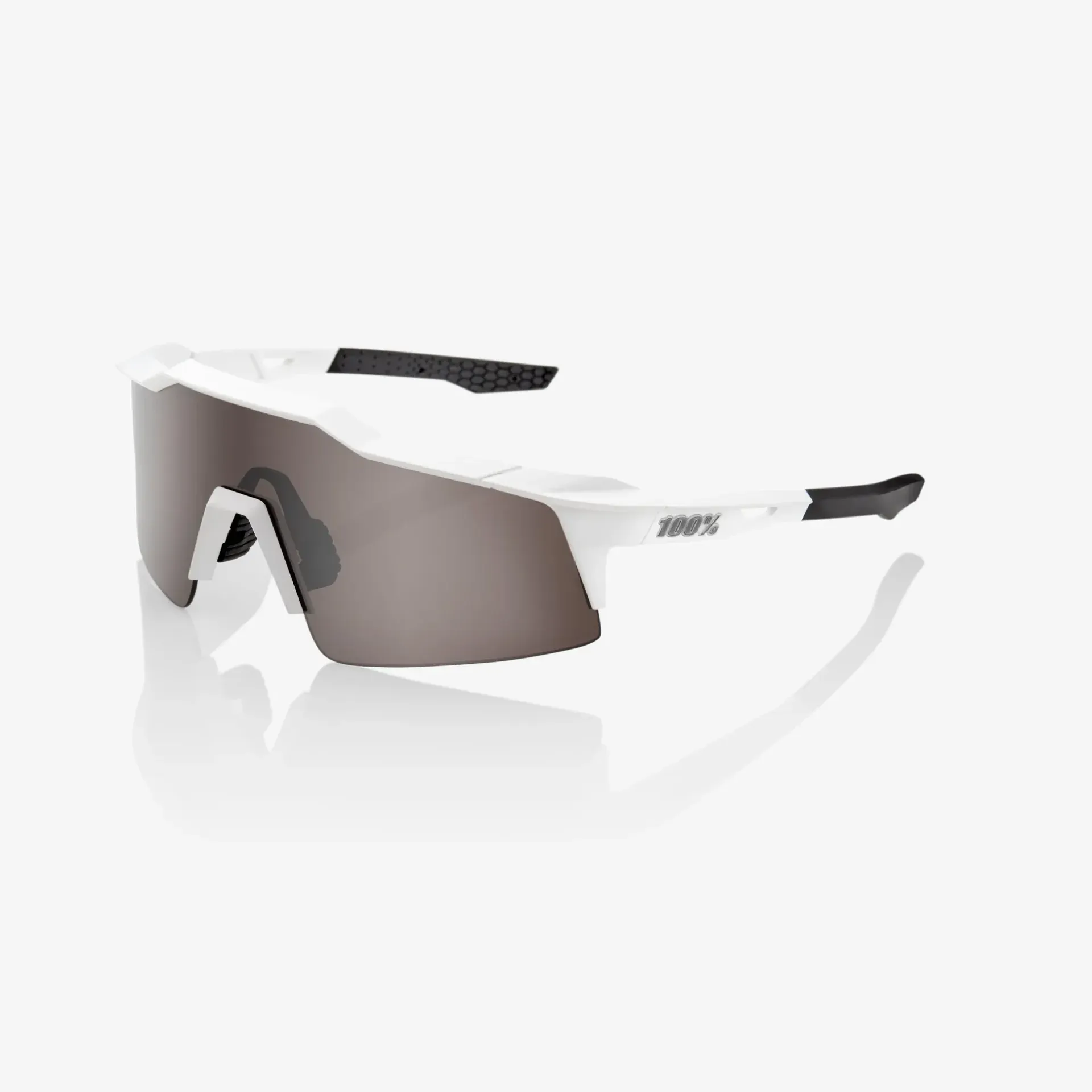 100% Speedcraft SL Sunglasses - Matte White w/ HiPer Silver Mirror Lens