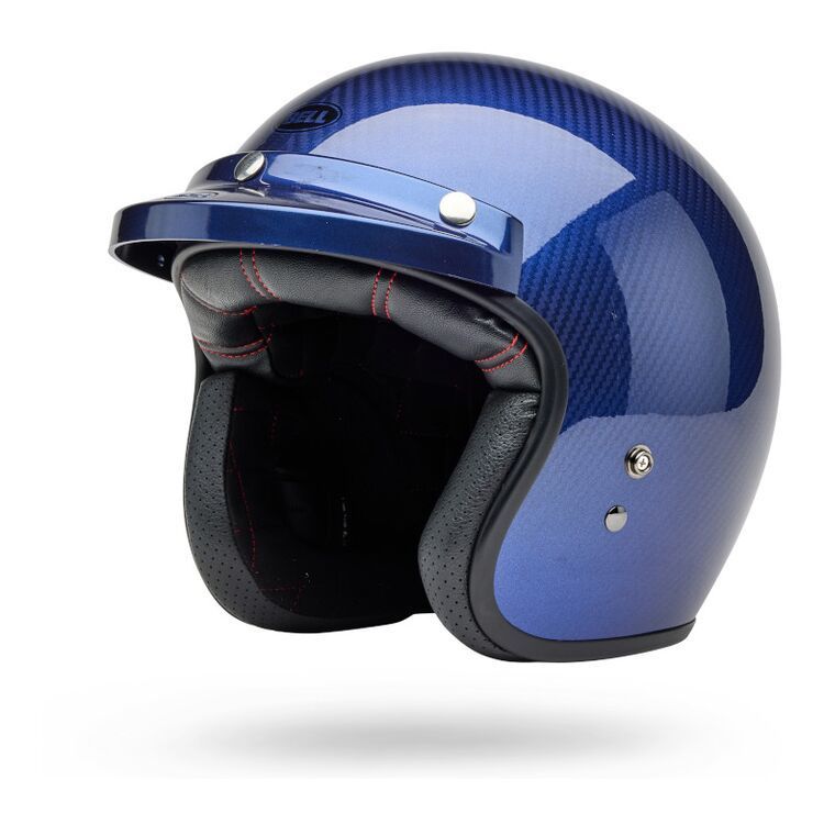 Bell Custom 500 Carbon Steve McQueen Lemans Helmet - Metallic Blue