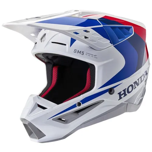 Alpinestars Honda SM5 MX Helmet - White/Blue/Red Glossy