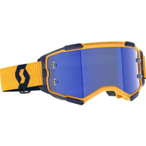 Scott Fury MX Goggles - Dark Yellow/Dark Blue w/ Blue Chrome Lens