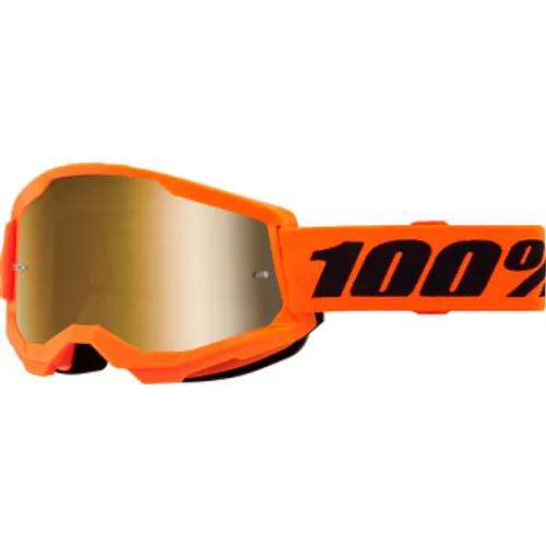 100% Strata 2 MX Goggles - Orange w/ Gold Mirror Lens