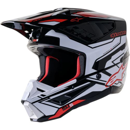 Alpinestars SM5 Action 2 MX Helmet - Black/White/Bright Red Glossy