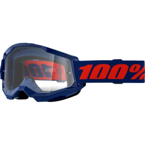 100% Strata 2 MX Goggles - Navy w/ Clear Lens