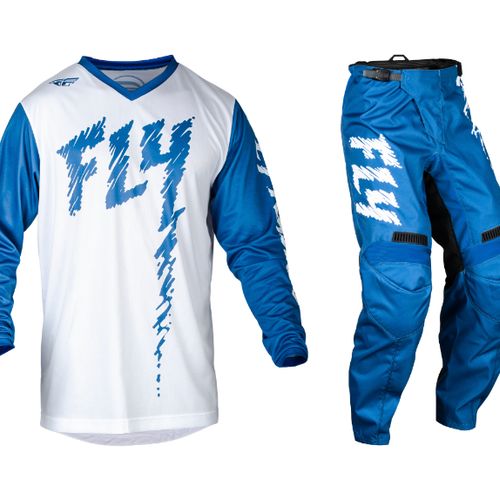 2024 Fly Racing Youth F16 Gear Combo True Blue/White MX Locker