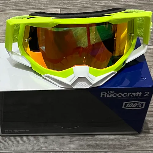 SALE! 100% Racecraft 2 Goggles - Yellow w/ Red Mirror Lens